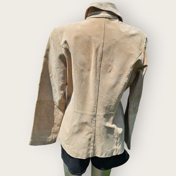 Massini Neutral Ivory Beige Leather Trench Medium - Picture 12 of 14